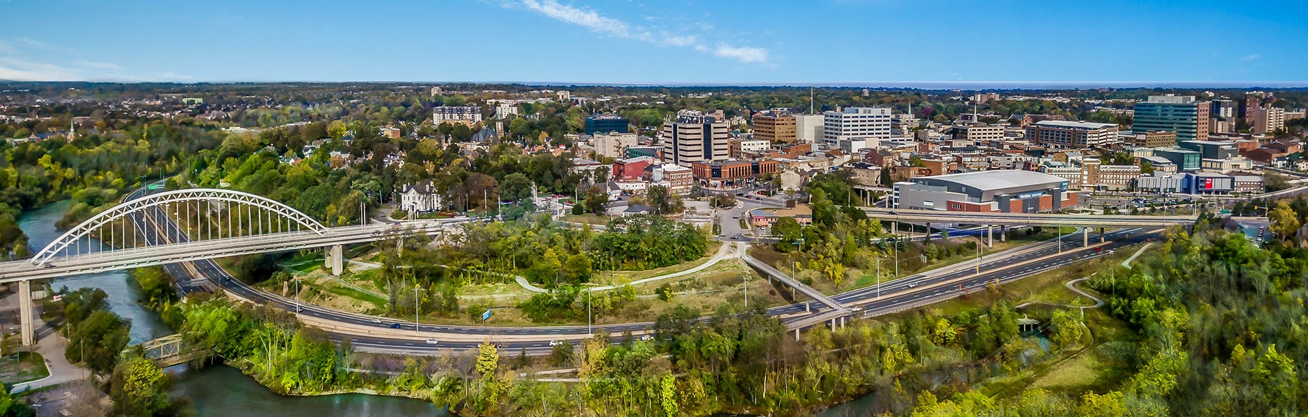 An aerial view of Downtown St. Catharines.